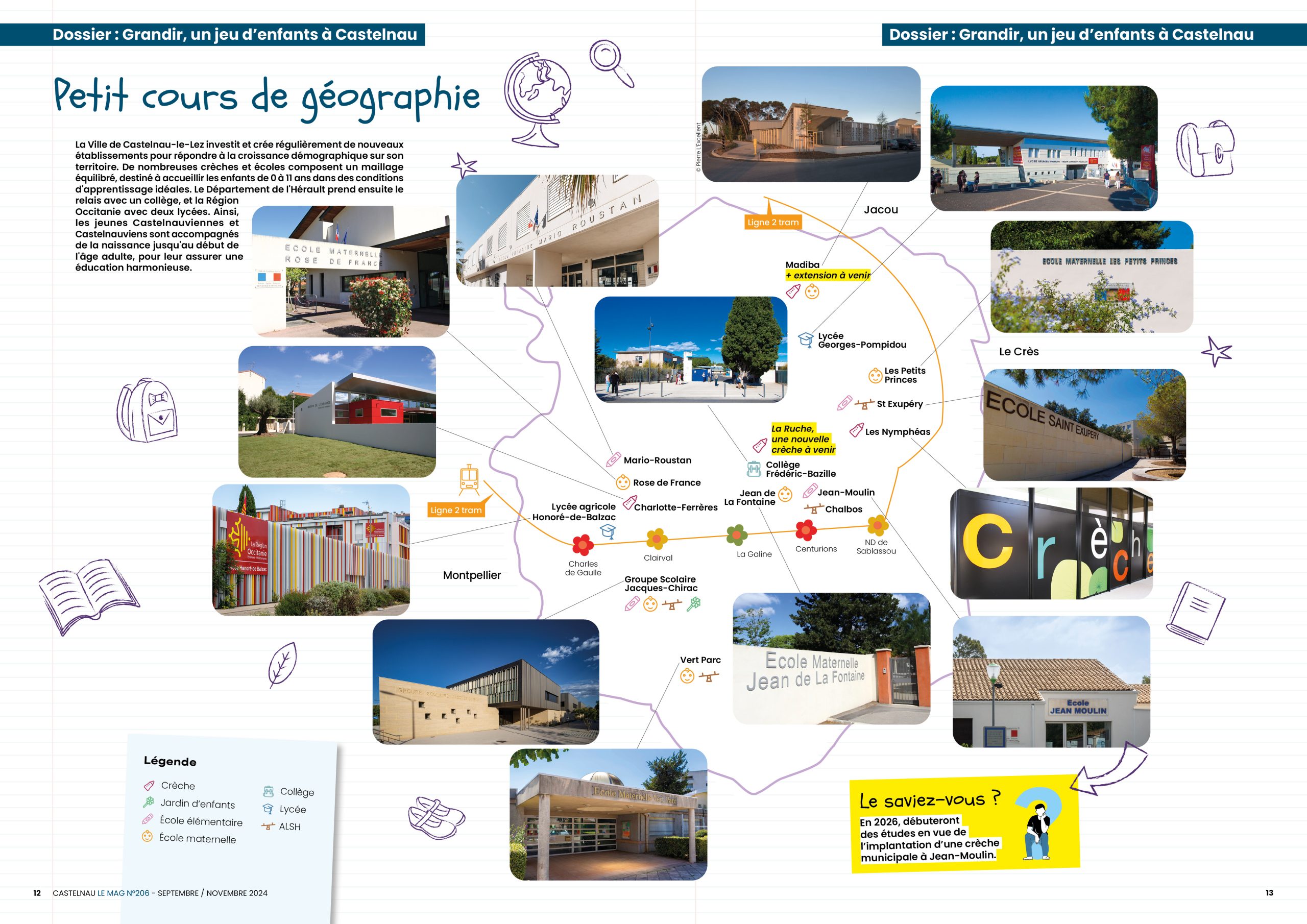 Carte des établissements scolaires et accueils de loisirs de Castelnau-le-Lez