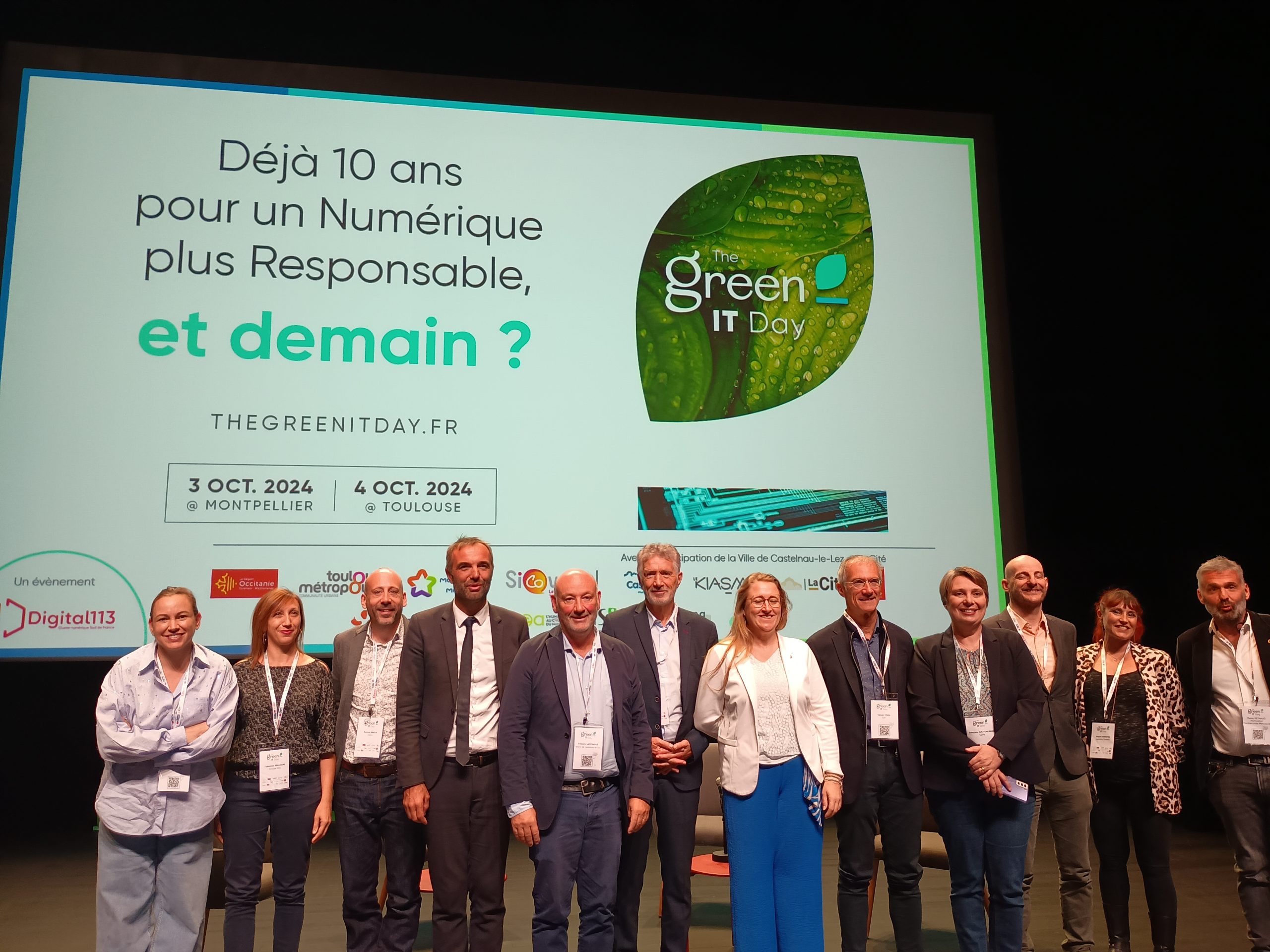 Les intervenants du Green IT Day sur la scène, dont Axelle Lemaire, o Françoise Nauton, Frédéric Lafforgue et Michaël Delafosse