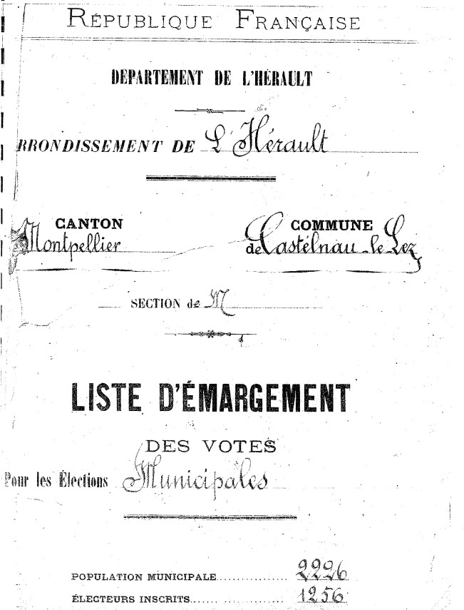 La liste d'amargement des élections municipales de 1945, un document d'archive