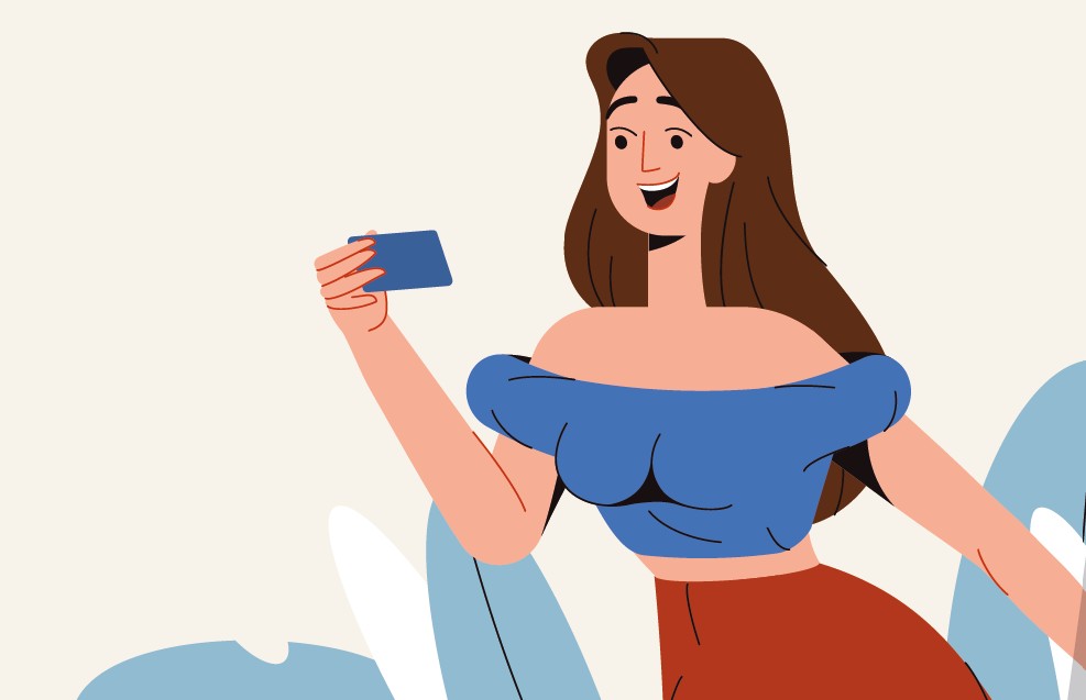 Jeune femme tenant une carte d'identité