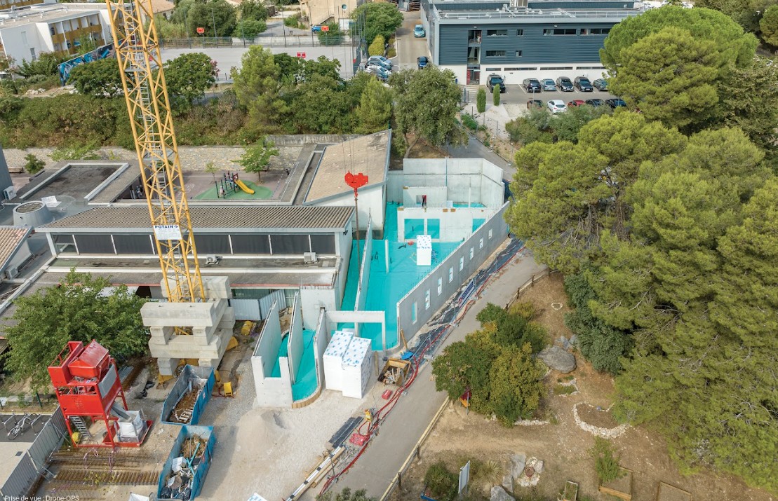 Vue aérienne des travaux de l'école des Petits Princes