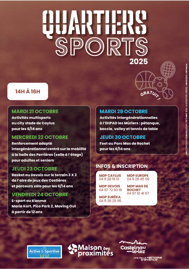 Quartiers Sports du 21 au 30 octobre