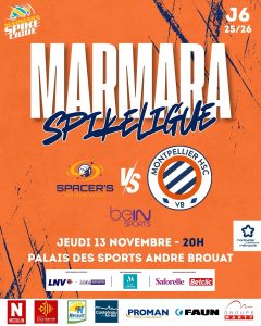 Affiche officielle match marmara spikeligue sur fond orange