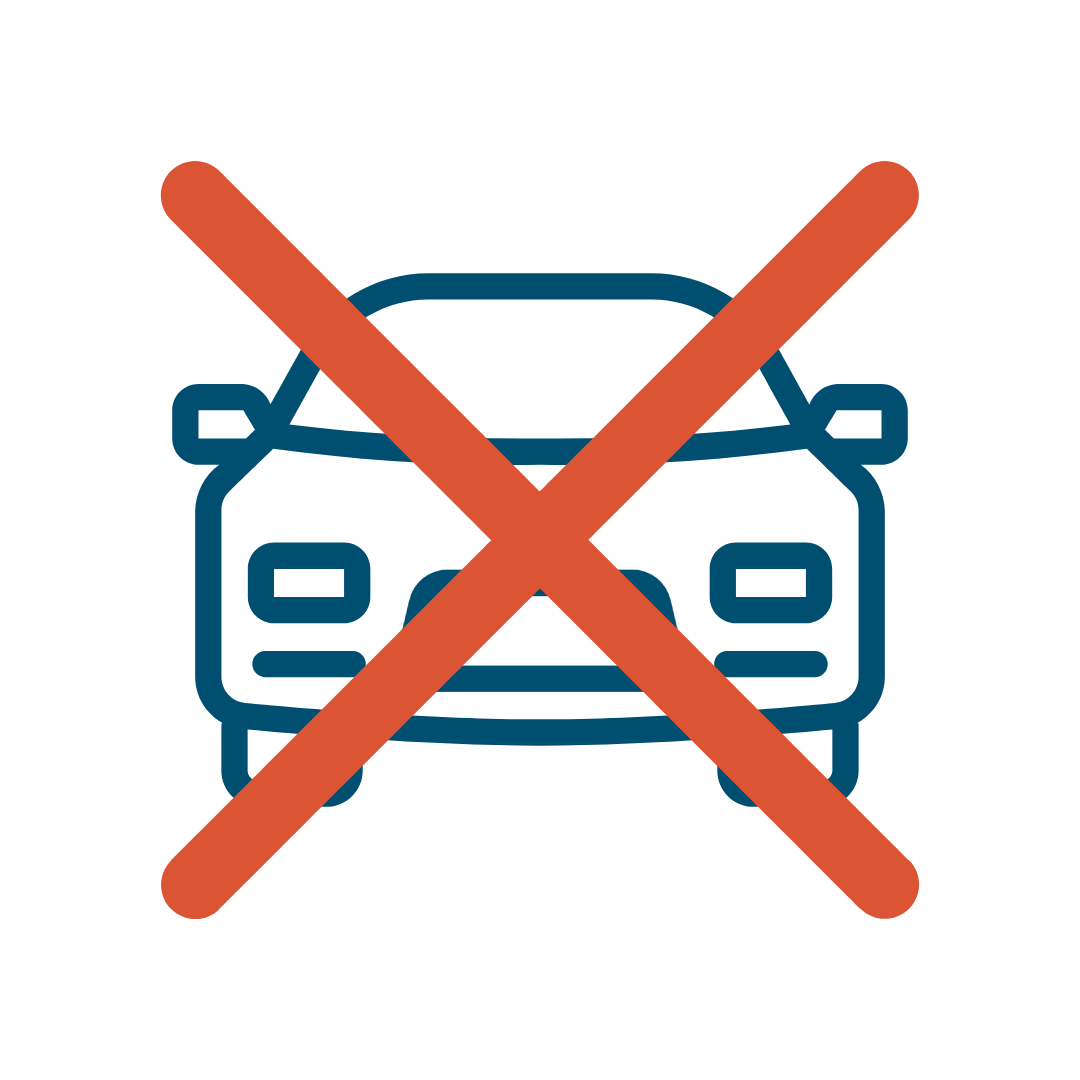 Pictogramme représentant une voiture bleue barrée par une croix rouge