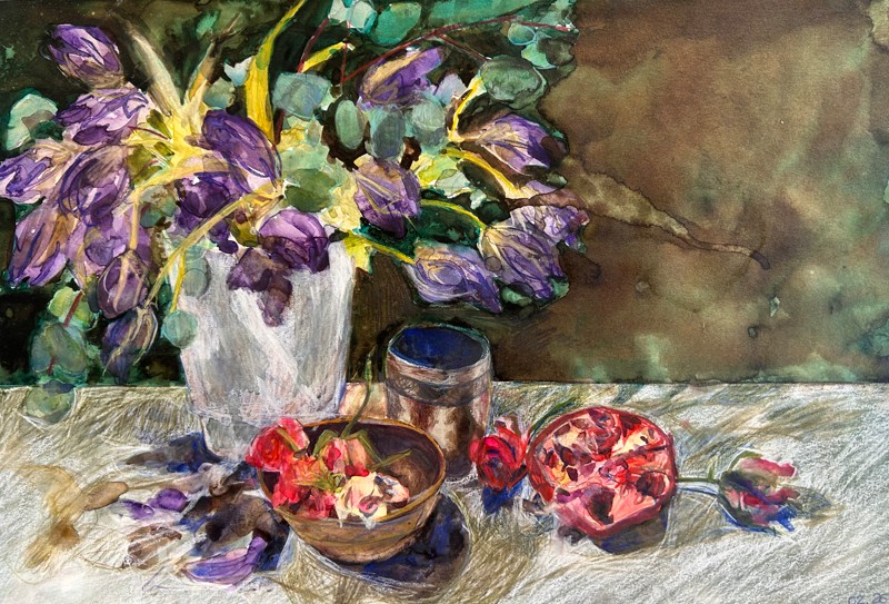 Une nature morte d'un élève de Catherine Fayard