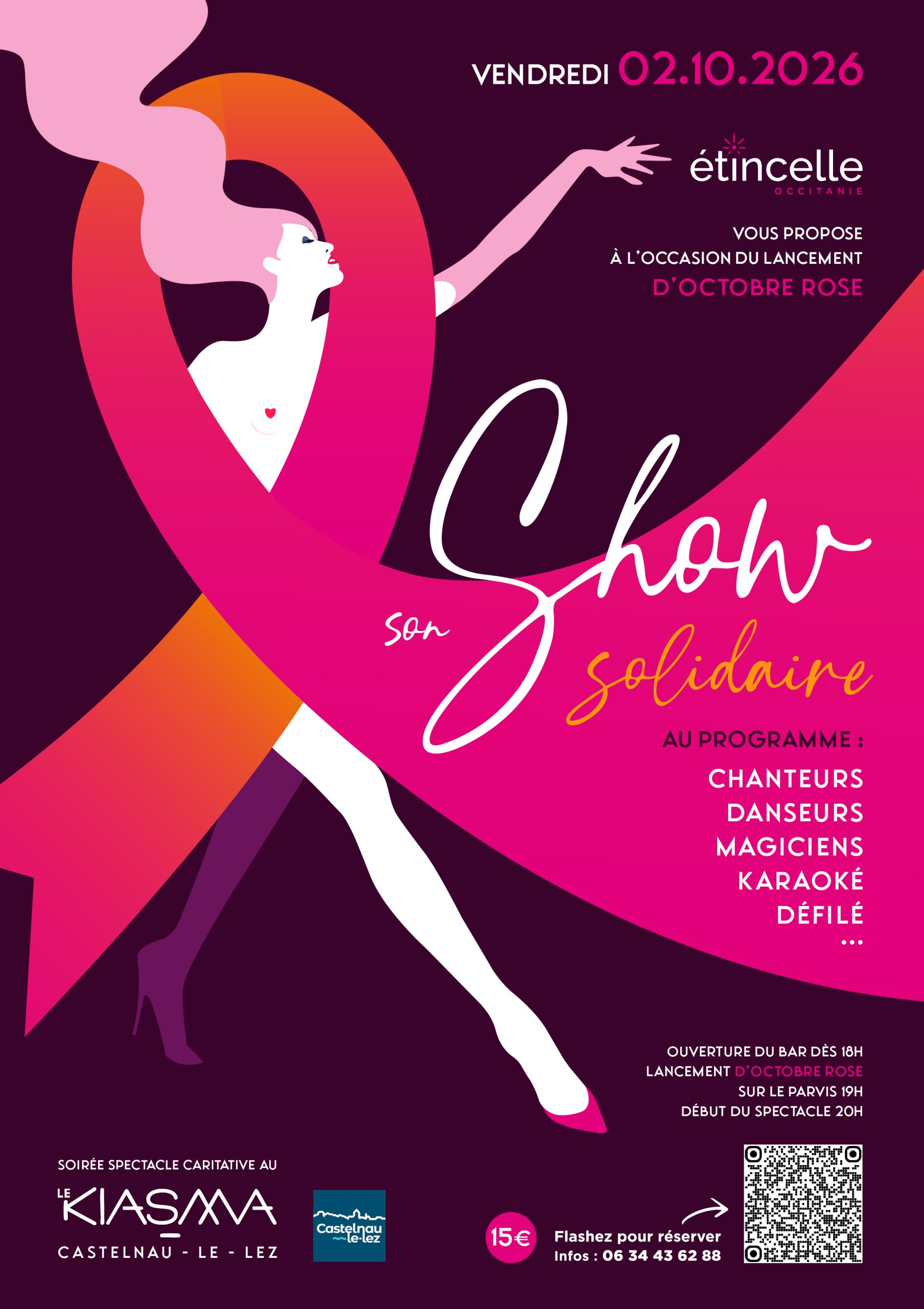 Affiche du show de lancement d'Octobre Rose 2026 à Castelnau-le-Lez